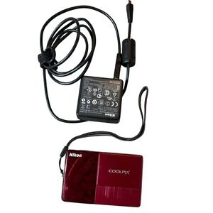 Nikon Coolpix S70 Digital Camera Red 12MP 3.5 Inch Touchscreen with Charger